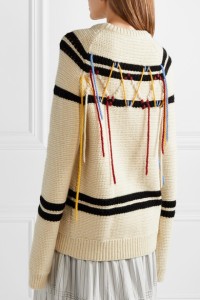 Chunky, oversized sweater with stripe and abstract embroidery detaisl, by Calvin Klein.