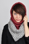 Chevron cowl with multiple ways to wear, including with hood, by Susanne Sommer.
